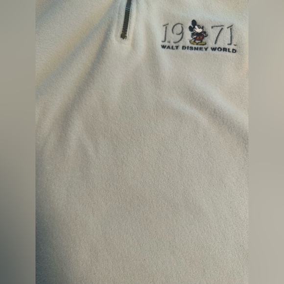 Disney World 1971 Mickey White Fleece Quarter Zip Pullover USA M Vintage 01 Y2K - Picture 15 of 16
